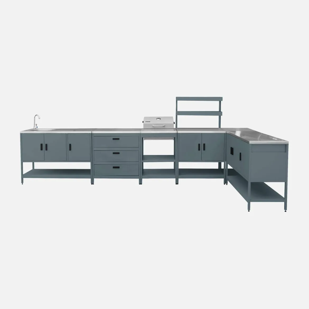 Modulo cucina da esterno con barbecue a carbonella, 6 moduli