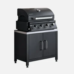Modulo cucina da esterno in acciaio con barbecue a gas a 4 bruciatori, 80cm