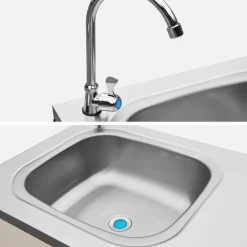 Modulo cucina da esterno in acciaio con lavandino, 120cm