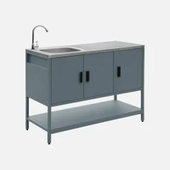 Modulo cucina da esterno in acciaio con lavandino, 120cm