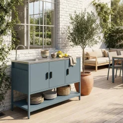 Modulo cucina da esterno in acciaio con lavandino, 120cm