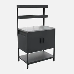 Modulo cucina da esterno in acciaio con 2 ripiani sospesi e 2 ante, 80cm