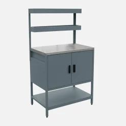 Modulo cucina da esterno in acciaio con 2 ripiani sospesi e 2 ante, 80cm