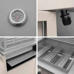 Modulo cucina da esterno in metallo con barbecue a gas a 3 bruciatori