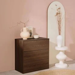Modulo di stoccaggio decorativo in legno 3 cassetti