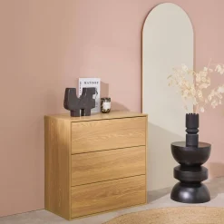 Modulo di stoccaggio decorativo in legno 3 cassetti
