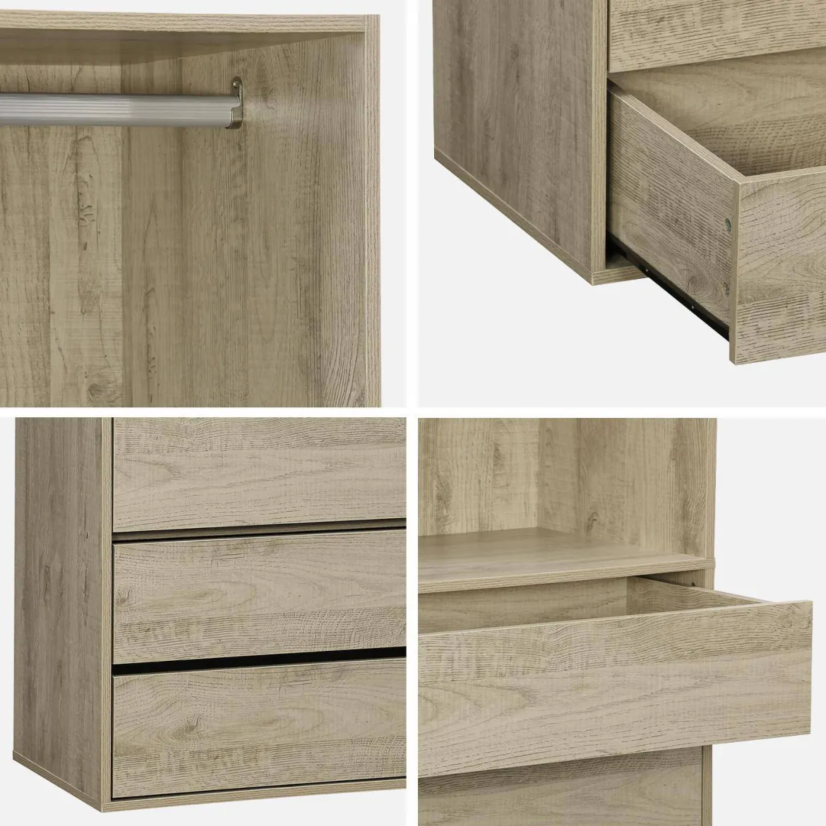 Modulo guardaroba con 4 cassetti e 1 spazio appendiabiti