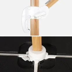 Ombrellone rettangolare eccentrico asta effetto legno, 3x4m + base 50x50cm