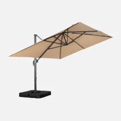 Ombrellone rettangolare eccentrico, 3x4m + piastre di zavorra 50x50cm