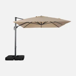 Ombrellone rettangolare eccentrico, 3x4m + piastre di zavorra 50x50cm