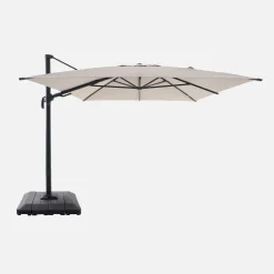 Ombrellone rettangolare eccentrico, 3x4m + copertura + base 98x98cm