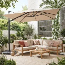 Ombrellone rettangolare eccentrico, 3x4m + copertura + base 98x98cm