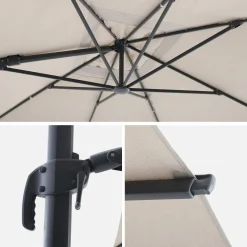Ombrellone rettangolare eccentrico, 3x4m + copertura + base 98x98cm