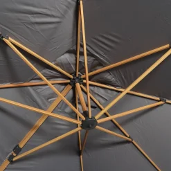 Ombrellone rettangolare eccentrico asta effetto legno, 3x4m + base 50x50cm