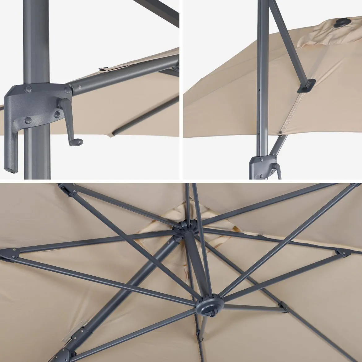 Ombrellone rettangolare eccentrico, 2x3m + base 50x50cm