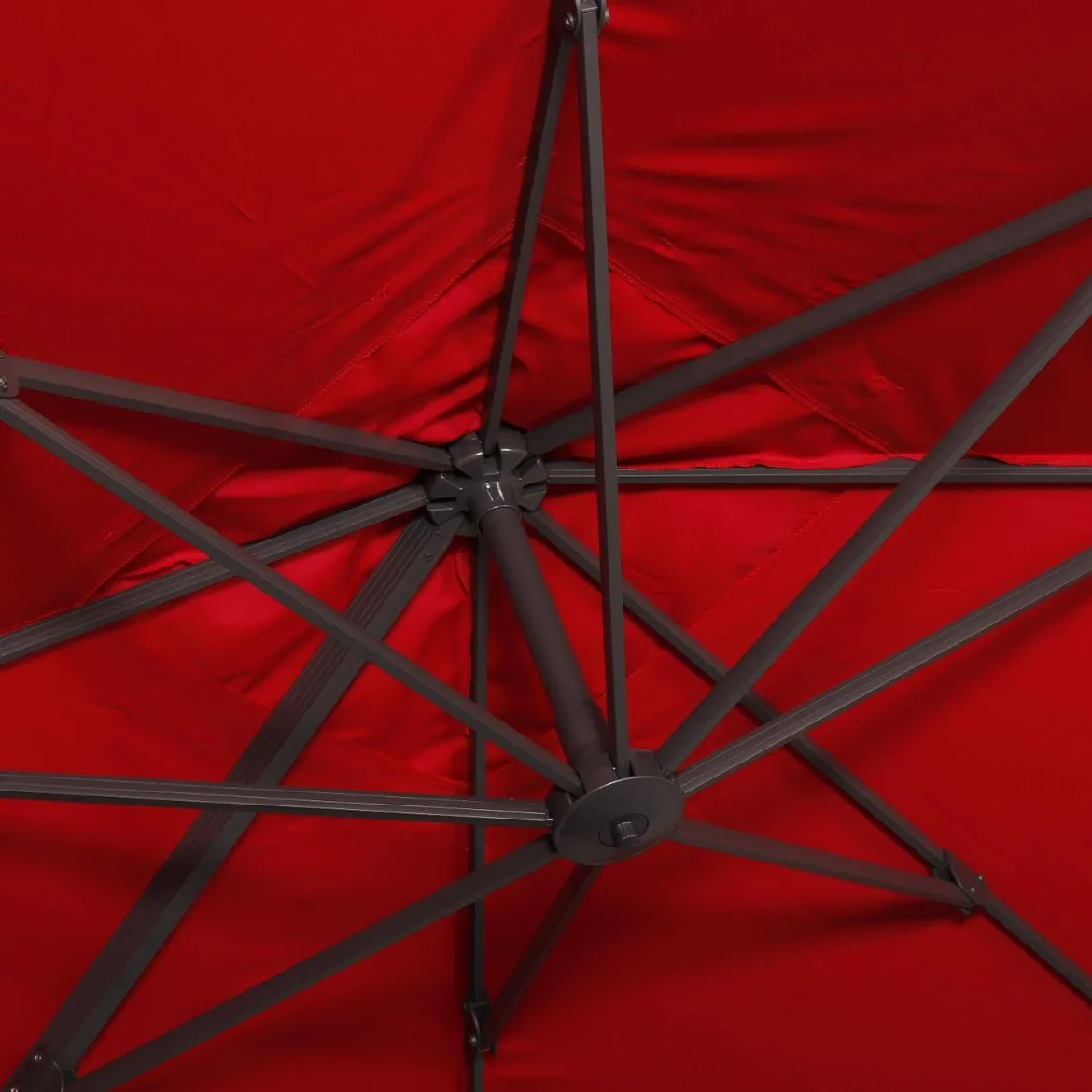 Ombrellone quadrato eccentrico, 3x3m + base 50x50cm