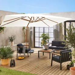 Ombrellone rettangolare asta effetto legno, 3x4m