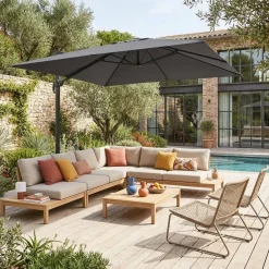 Ombrellone rettangolare decentrato in alluminio 3x3m