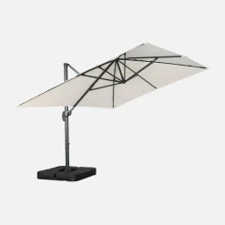 Ombrellone rettangolare eccentrico, 3x4m + piastre di zavorra 50x50cm