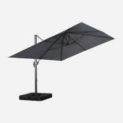 Ombrellone rettangolare eccentrico, 3x4m + piastre di zavorra 50x50cm