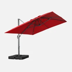 Ombrellone rettangolare eccentrico, 3x4m + piastre di zavorra 50x50cm