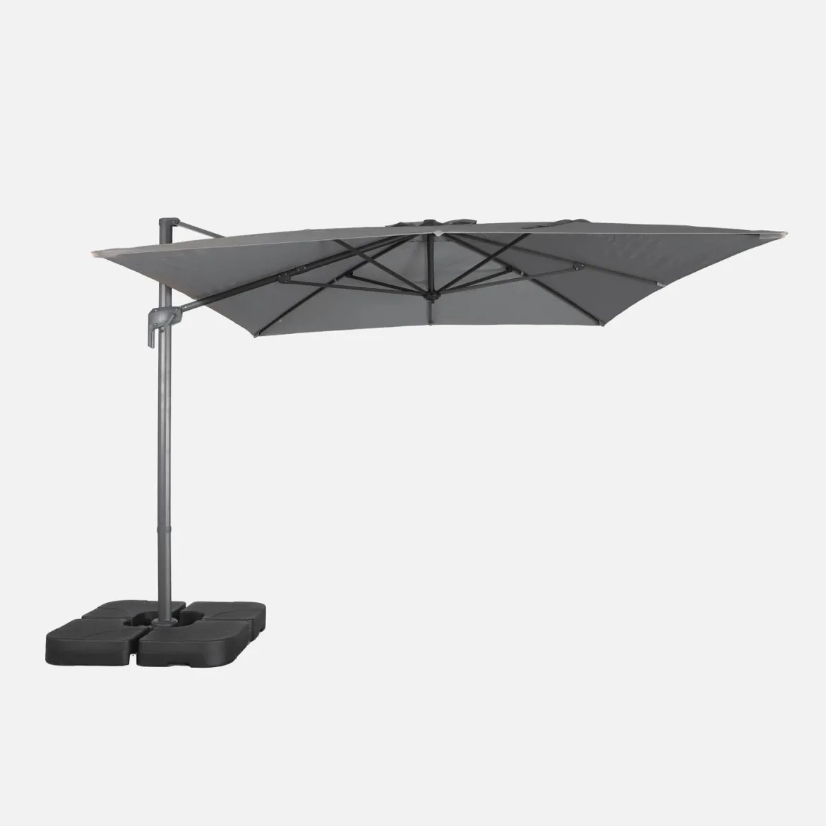 Ombrellone rettangolare eccentrico, 3x4m + base 50x50cm