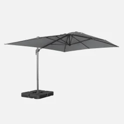 Ombrellone rettangolare eccentrico, 3x4m + base 50x50cm