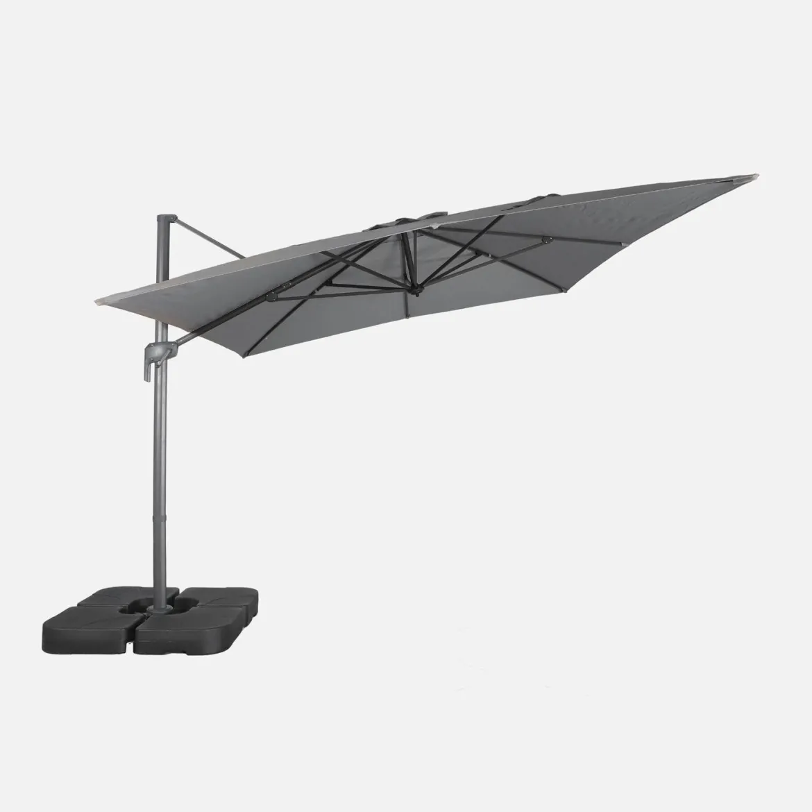 Ombrellone rettangolare eccentrico, 3x4m + base 50x50cm