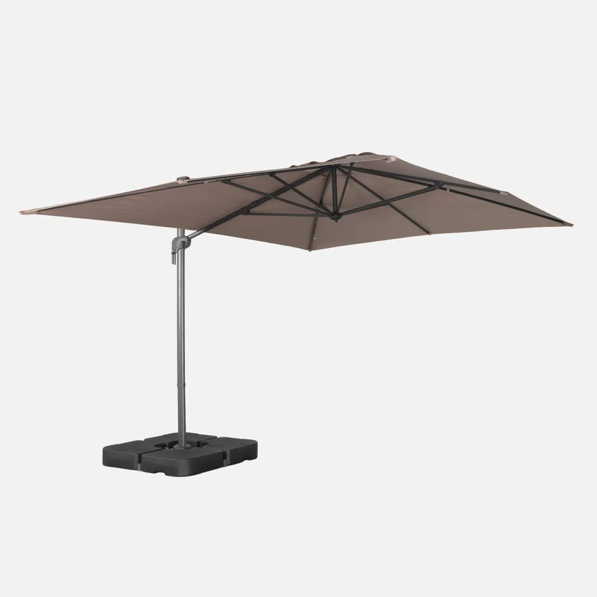 Ombrellone rettangolare eccentrico, 3x4m + base 50x50cm