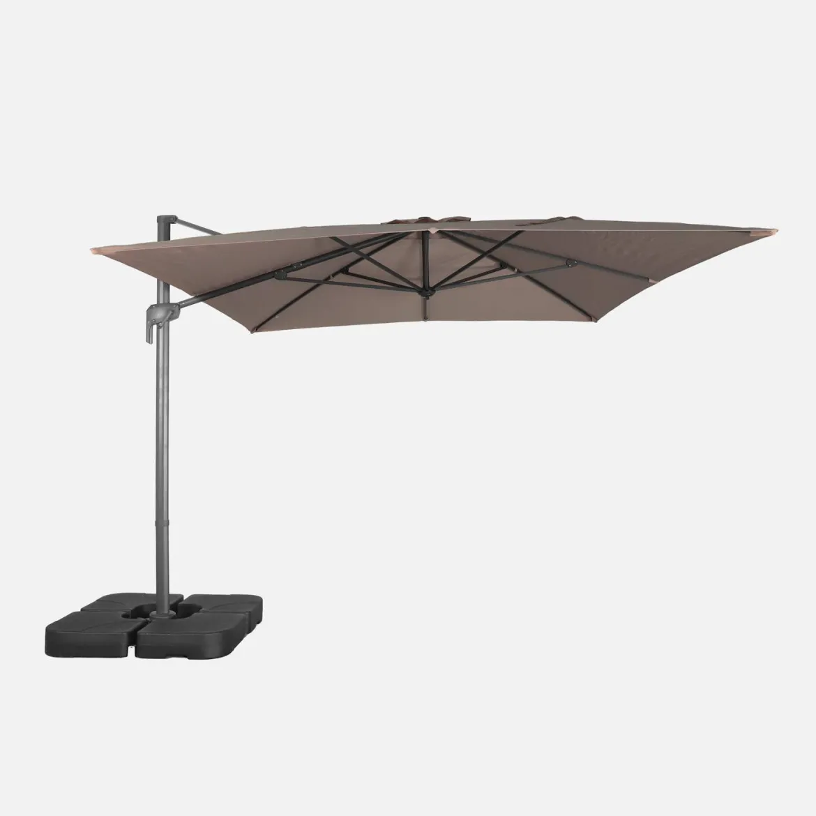 Ombrellone rettangolare eccentrico, 3x4m + base 50x50cm