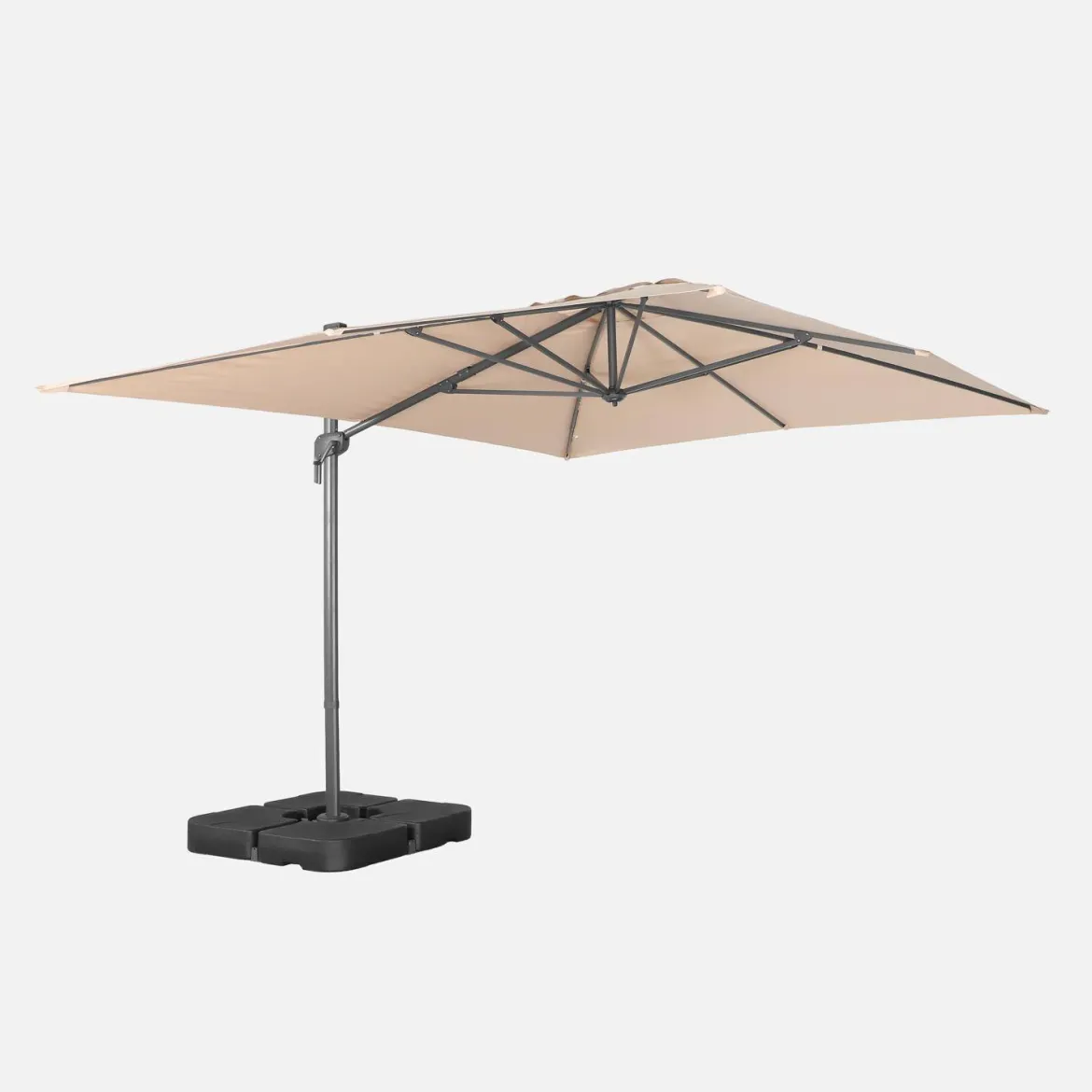 Ombrellone rettangolare eccentrico, 3x4m + base 50x50cm
