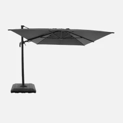 Ombrellone rettangolare eccentrico, 3x4m + copertura + base 98x98cm