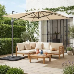 Ombrellone rettangolare eccentrico, 2x3m + base 50x50cm
