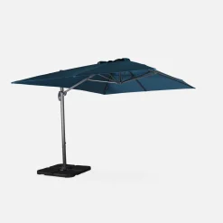 Ombrellone rettangolare eccentrico, 3x4m + base 50x50cm