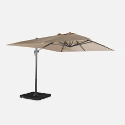 Ombrellone rettangolare eccentrico, 3x4m + base 50x50cm