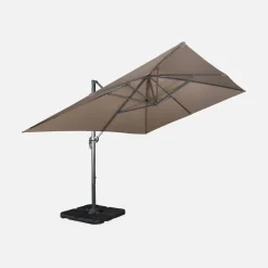 Ombrellone rettangolare eccentrico, 3x4m + base 50x50cm