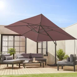 Ombrellone rettangolare eccentrico, 3x4m + base 50x50cm