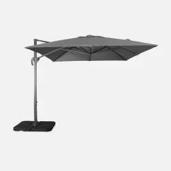 Ombrellone rettangolare eccentrico, 3x4m + base 50x50cm