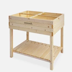 Orto quadrato rialzato in legno d'abete, 80x60 cm