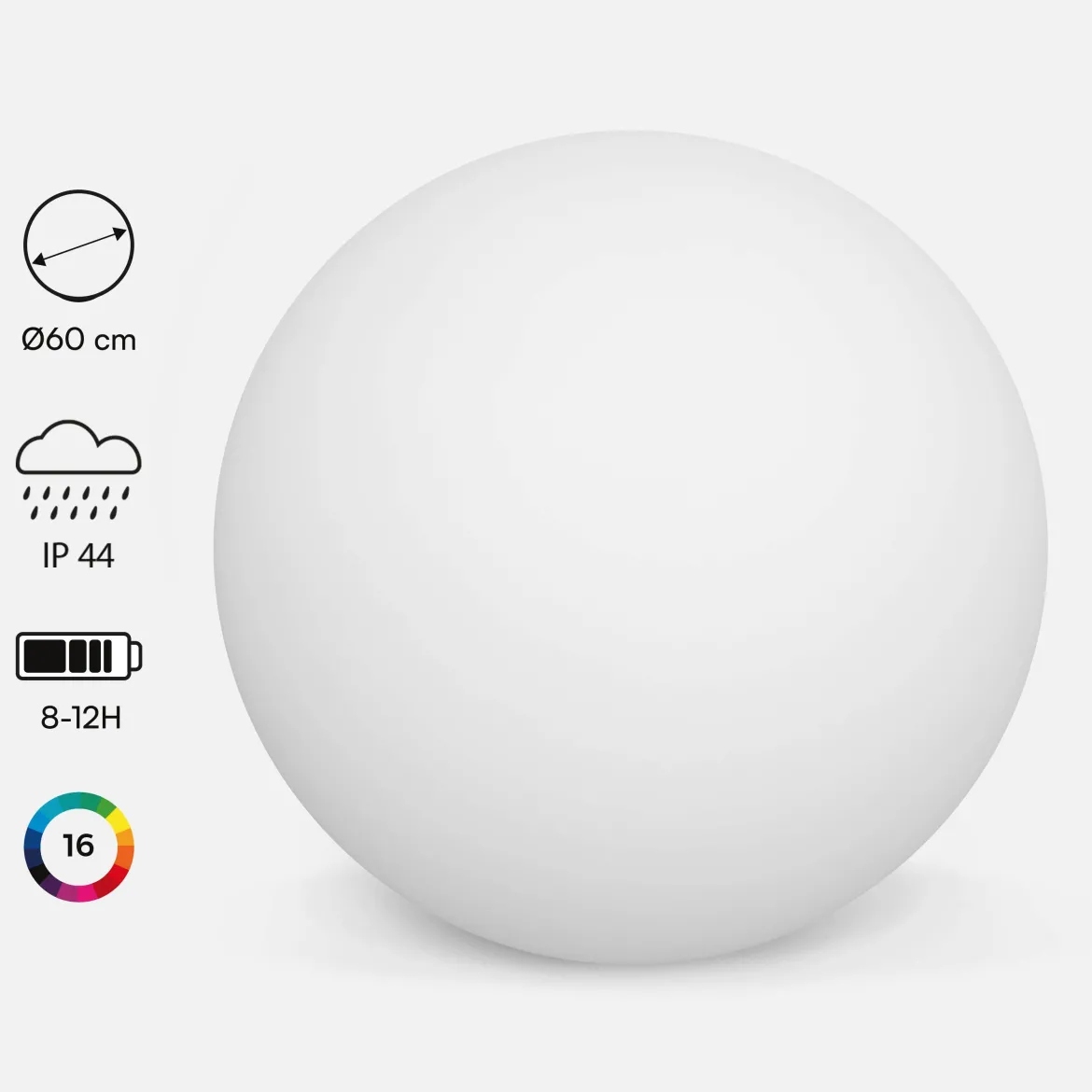 Palla luminosa a LED senza fili, per interni/esterni, 16 colori