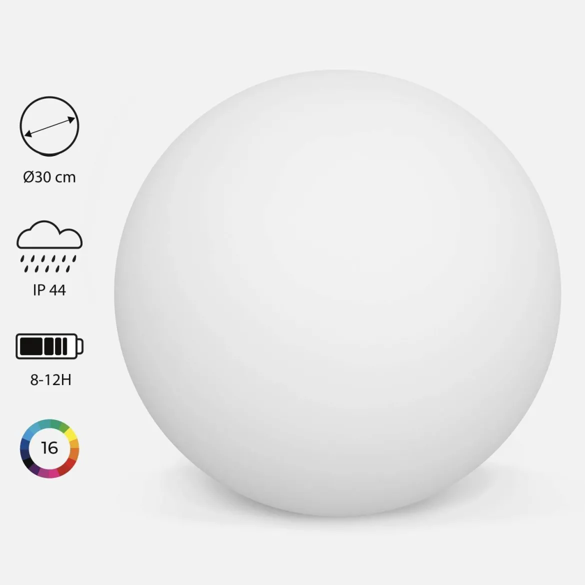 Palla luminosa a LED senza fili, per interni/esterni, 16 colori