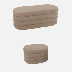 Panca contenitore con 2 pouf contenitori bouclé