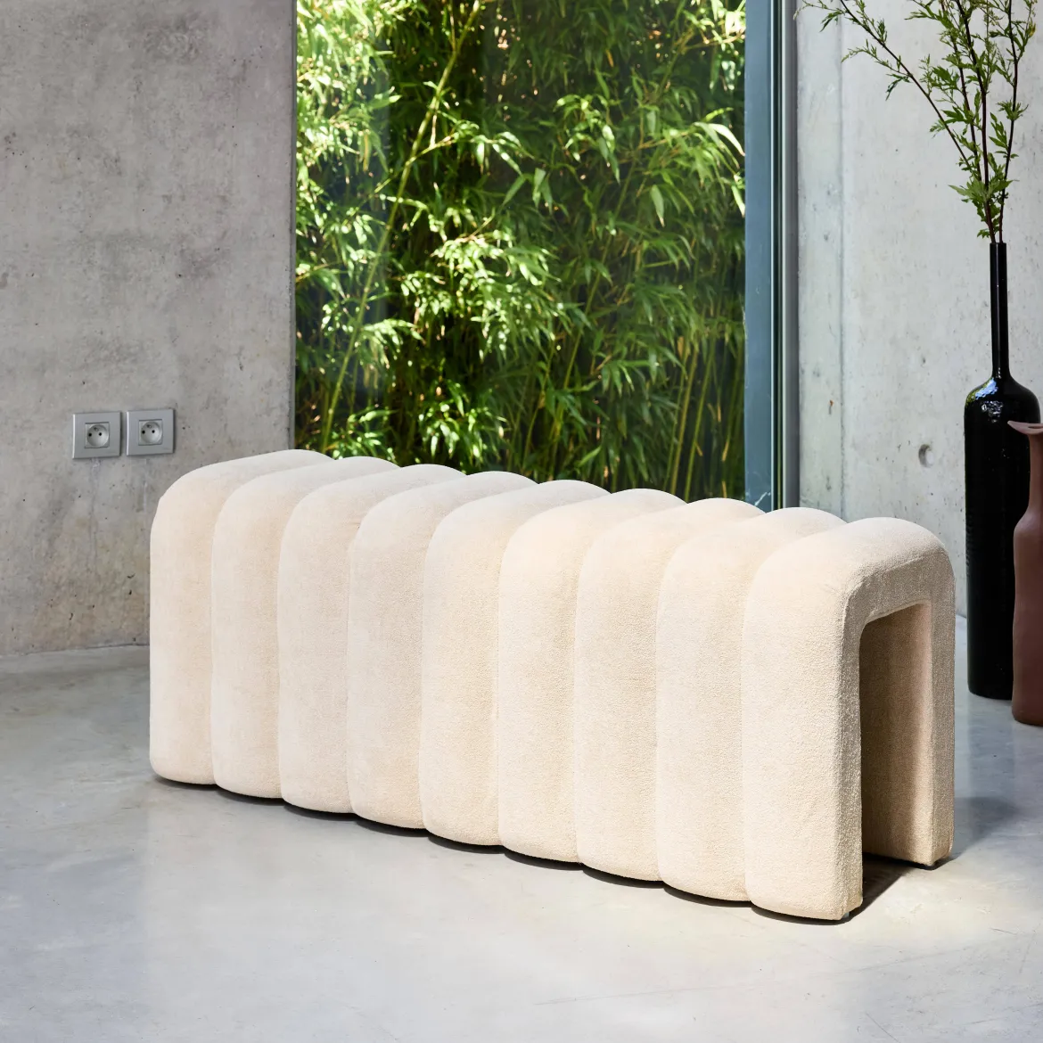Panca, fine letto contemporaneo tessuto