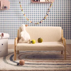 Panca per bambini scandinava in tessuto bouclé, 2 posti
