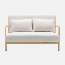 Panca stile scandinavo in legno e bouclé, 2 posti