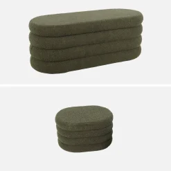 Panca contenitore con 2 pouf contenitori bouclé