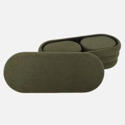 Panca contenitore con 2 pouf contenitori bouclé