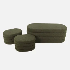 Panca contenitore con 2 pouf contenitori bouclé