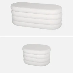 Panca contenitore con 2 pouf contenitori bouclé