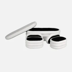 Panca contenitore con 2 pouf contenitori bouclé